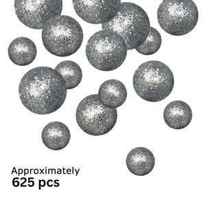 Silver Glitter Foam Balls - Approx 625 Piece Set of Glittered Vase Filler 3581-1